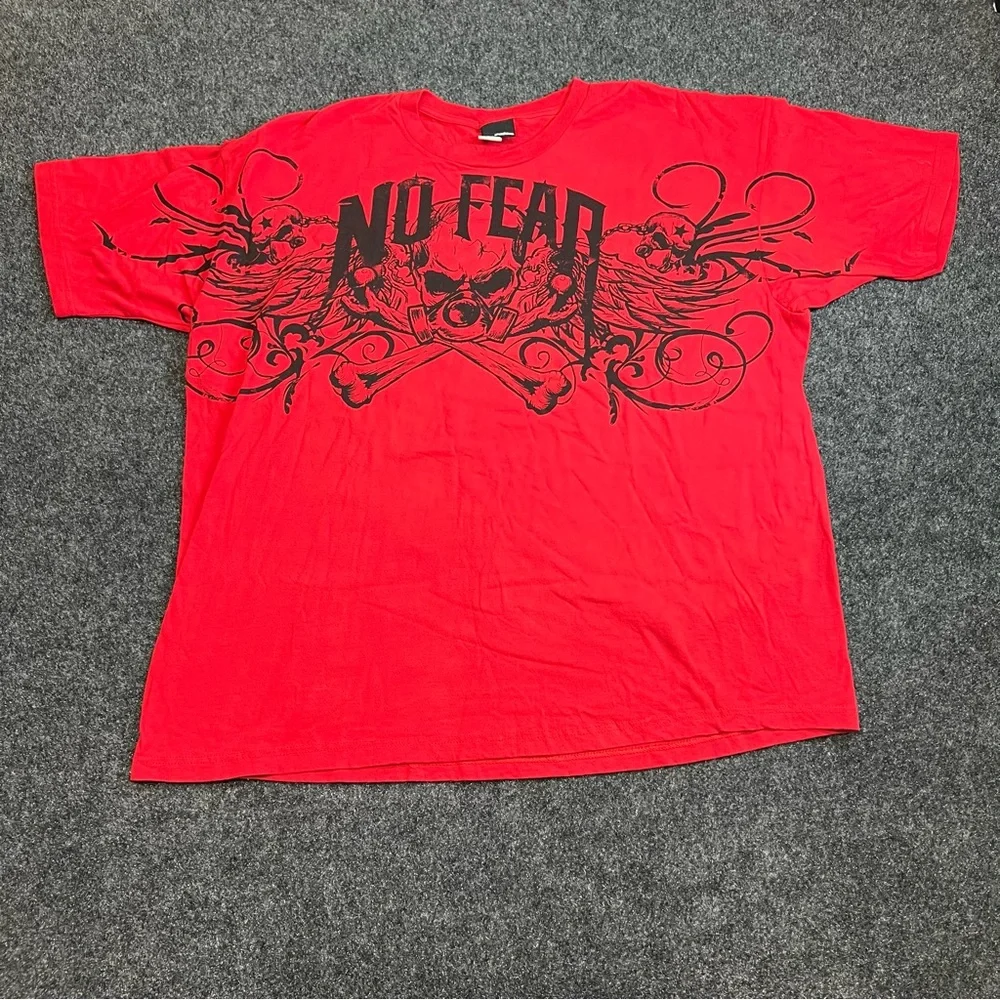 No Fear Skull Graphic Tee XXL Red Biker Streetwear Y2K Shirt - Picture 2 of 7